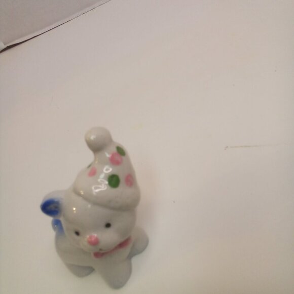 Ceramic Teddy Bear Party Hat Vintage Cute 3" Tall Home Decor - Picture 10 of 11